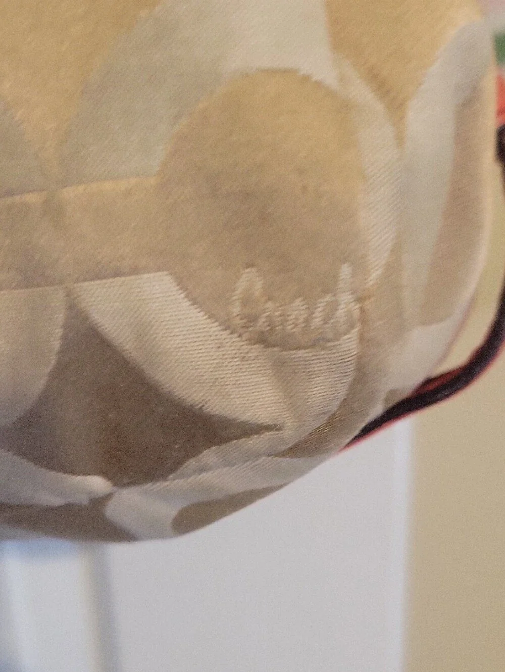Coach; Signature Madison Op Art 'Maggie' Shoulder Bag; Minor Wear; 14x4x9in